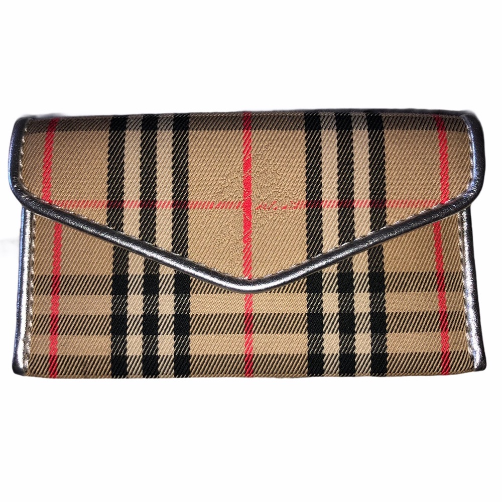 BURBERRY SILVER SMALL CHECK ENVELOPE CARD WAL - Picture 2 of 9